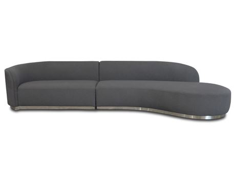 667 - Dark Grey Curved Modern Sofa 