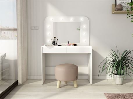 VANITY - White Dresser-Mirror With LED Lights
