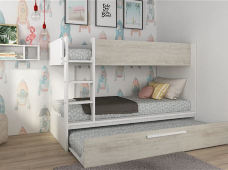 1411 - White Bunkbed With Pullout Bed