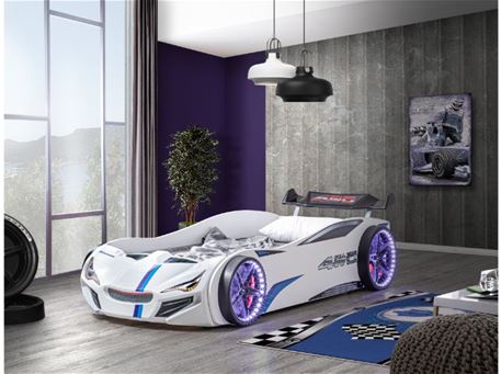 ECO - White GT1 Car Bed With LED Lights