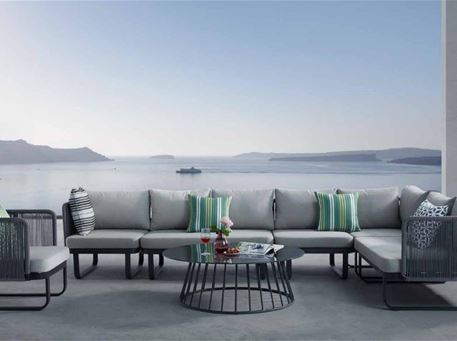 ND21108 - Outdoor Sectional Sofa With Center Table And Armchair