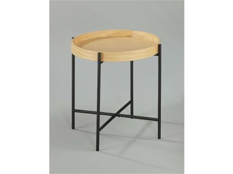 COLLUCI-1 - Natural Oak Round Tray Side Table