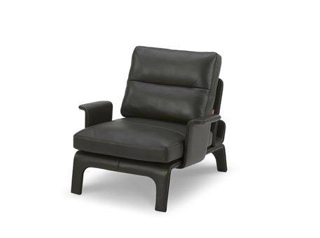 LIBRA - Grey Leather Contemporary Armchair
