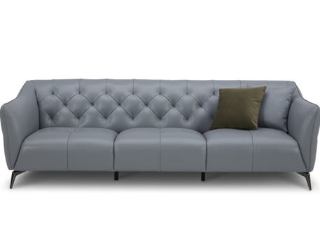 SALVA-L - Grey Leather 3-Seater Sofa 