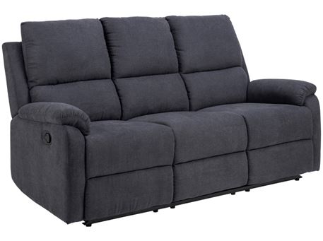 SABIA-L - 3-Seater Dark Grey Push Back Recliner