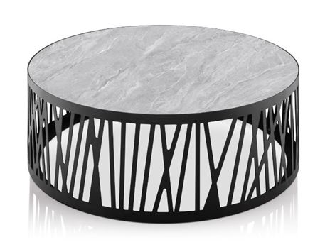 LC-040- Ash Grey Round Center Table With Steel Base