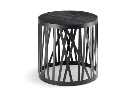 LC-040 - Dark Grey Round Side Table With Steel Base