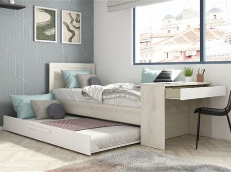 1950 - Reversible Compact Bed With Built-in-Desk And A Pull-Out Bed With Wheels