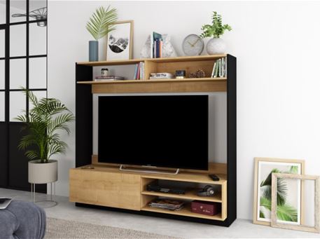 CUBE - Compact TV Cabinet With Shelving Unit on The Top