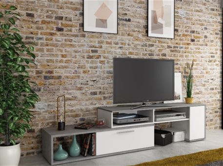 WINN 8305 - White & Graphite Low TV Cabinet 