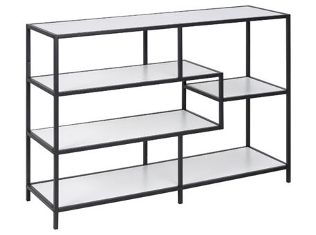 SEAFORD - Asymmetrical Bookshelf With Wooden Shelves