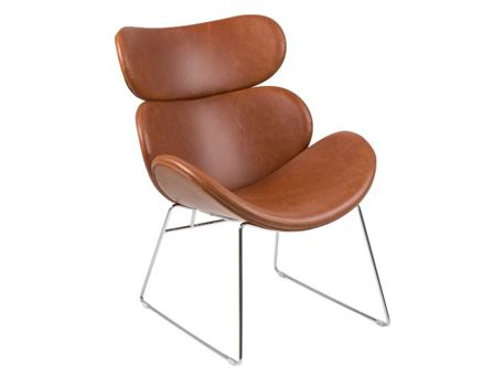 CAZAR - Vintage Brown Leather Lounge chair With Metal Base