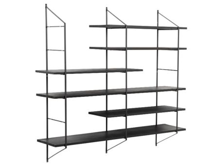 BELFAST - Modern Black Metal Wall Bookcase With 6 Shelves