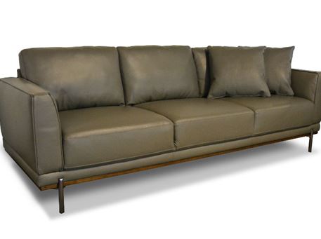 PONER - Grey Leather Large Modern Design Sofa