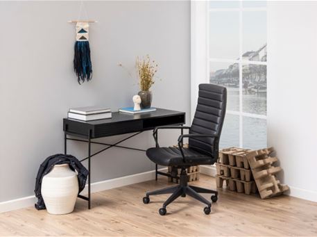 CHARLES - Black Leather Desk Chair 