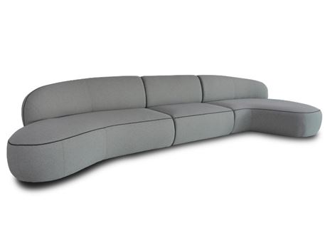 YVAN - Grey Curved Modern Sofa