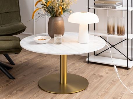 CORBY - Round Coffee Table With Brass Base