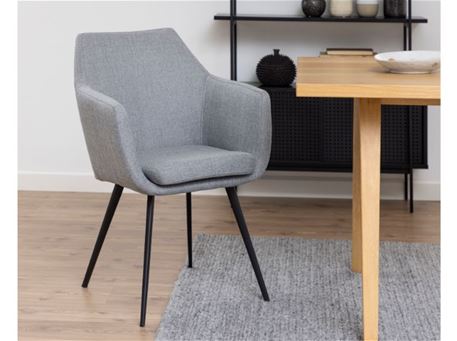 NORA - Light Grey Dining Chair With Armrest