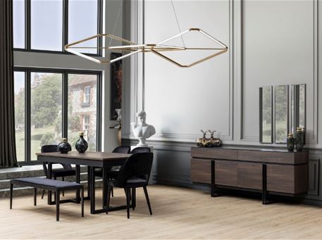 LINE -  Black Modern Dining  Set With Extendible Table