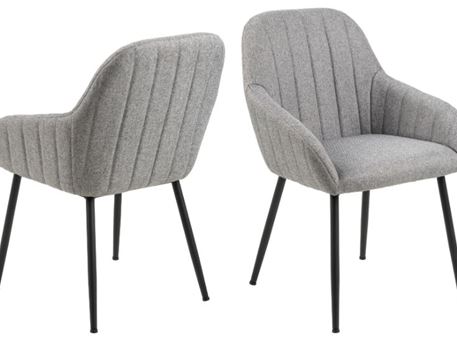 TRUDY - Light Grey Dining Chair With Armrest With Vertical Stitchings
