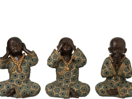11644 - Set Of 3 Poly Marble Statues 
