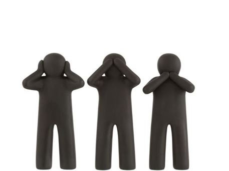 16017 - Set Of 3 Black Small Size Statues 