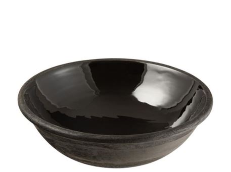 17837 - Black Low Mango Wood Bowl