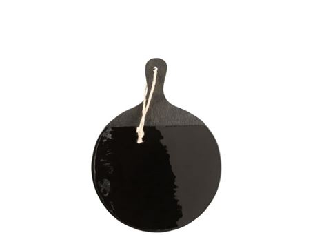 17842 - Black Round Mango Wood Cutting Plank