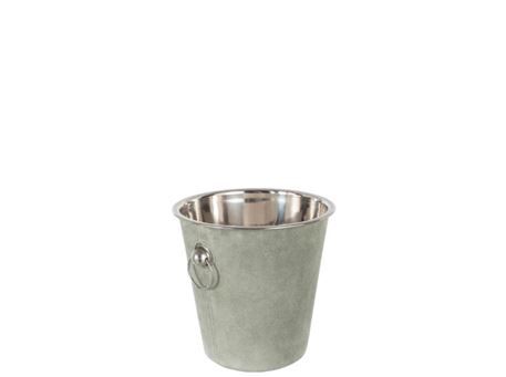 17942 - Round Green Leather Ice Bucket