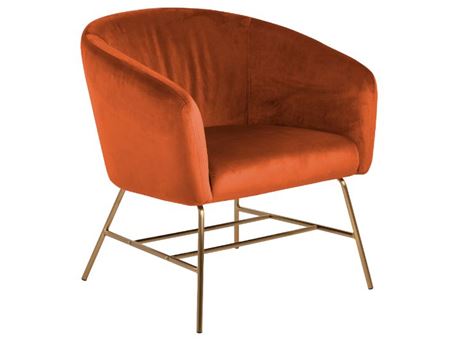 RAMSEY - Copper Lounge Chair With Arms And Golden Base