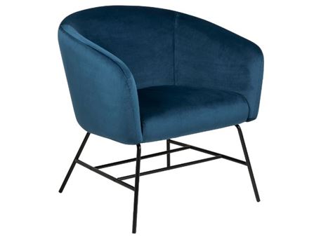 RAMSEY - Navy Blue Lounge Chair With Black Base