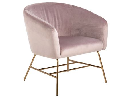 RAMSEY - Light Pink Armchair With Gold Base