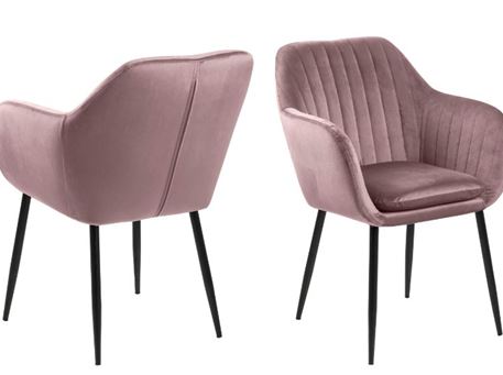 EMILIA - Light Pink Dining Chair With Vertical Stitching And Arm Rests