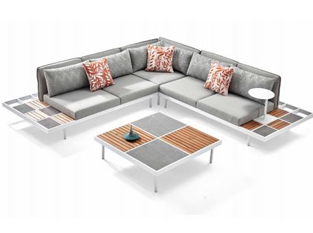 DS22103 - Aluminum Outdoor Sectional Sofa With Coffee Table