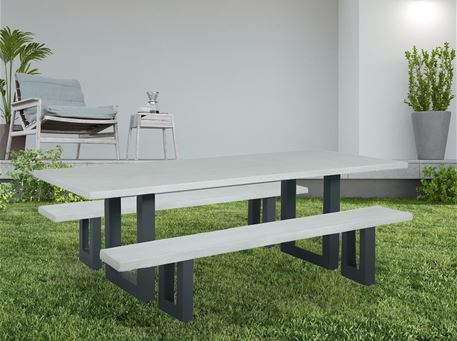 SWITCH - Set Of Cement Outdoor Table And 2 Benches