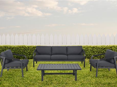ANCONA.BLK - Black Outdoor Living Set with Aluminum Base