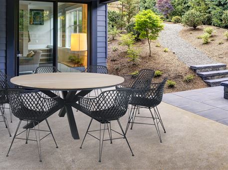 ARO - Black Round Outdoor Dining Table.