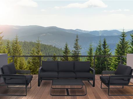 MALLORCA - Black Aluminum Outdoor Living Set 