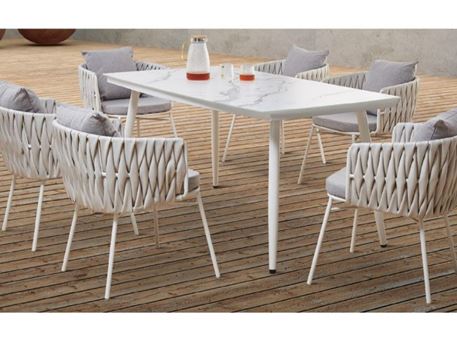 RC902 - White Outdoor Dining Table With 6 Chairs