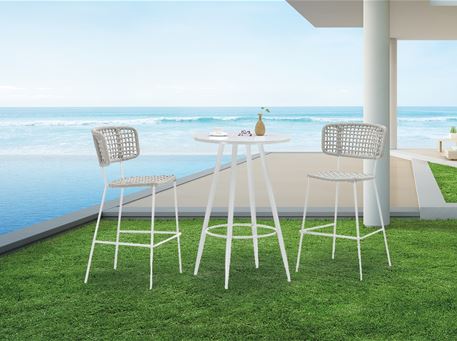 RC 1931 - White Outdoor Bar Table With 2 Bar Stools