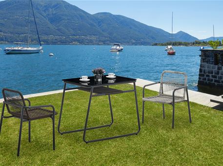 RC 2201 - Black Outdoor Low dining Table With 2 Chairs