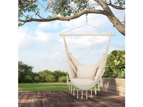 HC007 - Hammock Chair With Wooden Bar And 2 Cushions