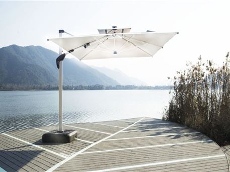 SZC-7061 - Square Aluminum Umbrella With LED Light  Water Tank And Wheels