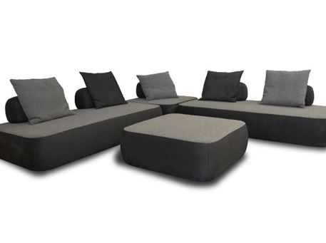 BORDERLINE - Dark Grey Sectional Sofa With Ottoman