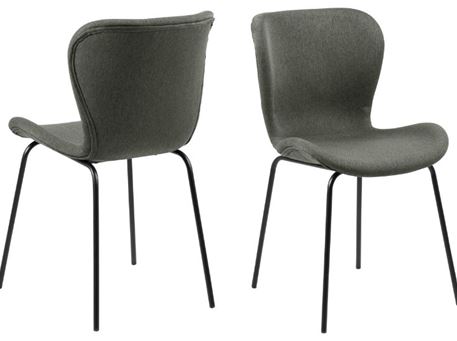 BATILDA - Dark Grey Fabric Dining Chair With Curved Back