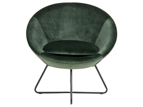 CENTER - Green Comfy Lounge Chair With Crossed Metal Base