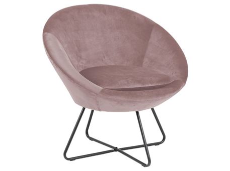 CENTER - Pink Comfy Lounge Chair With Black Metal Base