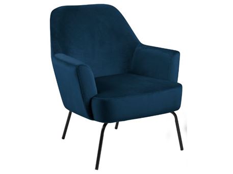 MELISSA - Navy Blue Fabric Armchair With Black Metal Base