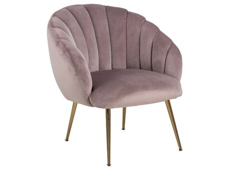 DANIELLA - Dusty Rose Armchair With Vertical Stitchings