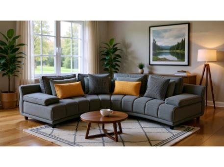 GENIUS - Curved Modern Grey Sectional Sofa